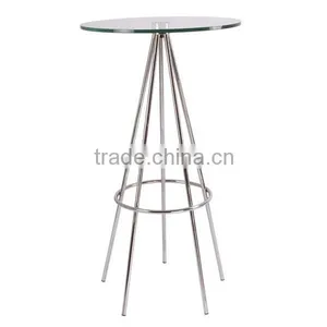 Metal Legs Glass Top Bar Table thumbnail-1