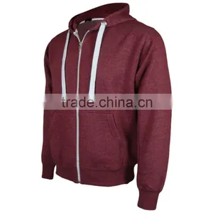 Mens Zip Up Hoodie Hooded Top Plain Hoody Fleece Jacket thumbnail-2
