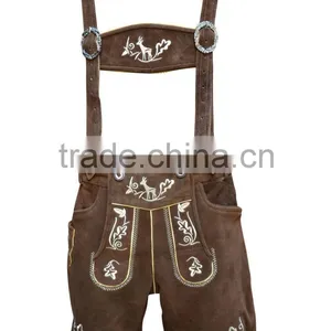 Genuine Suede Bavarian Lederhosen Light & Dark Brown thumbnail-1