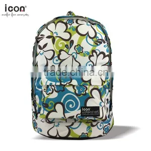 Colorful Flower Pattern 600d Polyester Backpack thumbnail-1