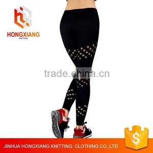 Hongxiang Women Sports Fitness Yoga Pants,High Waist Yoga Leggings,black Side Cut Hole Gym Leggings Tight Pant thumbnail-2