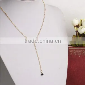 Chain Necklace With Crystal Set and Delicate Gold Necklace thumbnail-3