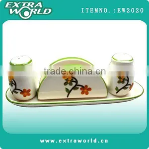 Restaurant Ceramic Restaurant Ceramic Salt Andpepper and Napkin Holder Set thumbnail-1