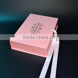 High End Beautiful Pink Flat Folding Paper Gift Box thumbnail-4