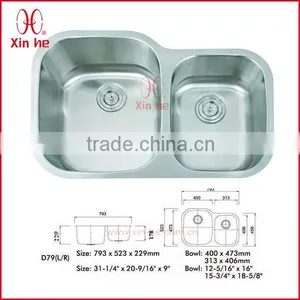 SUS304 Double Stainless Steel Kitchen Sink thumbnail-1