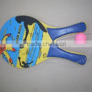 Blue Wooden Beach Racket With Colorful Printing, Wooden Beach Tennis Racket thumbnail-1
