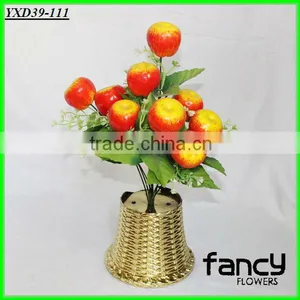 Home Decoration,12 Heads Yellow-red Bulk Cheap Artificial Foam Apple Plants Making thumbnail-1