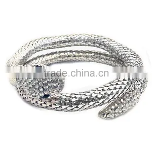 Wrap Around Bangle With Snake Detail 2 Large Crystals for the Eyes Girls Bangle thumbnail-1