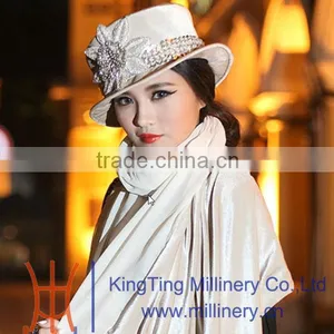 Womens Fancy Rhinestone Church Hat Hand Made Winter Velvet Hat thumbnail-4