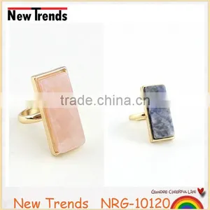 Hot Sell Pink Natural Quartz Stone Ring, Fashion Natural Stone Ring thumbnail-1