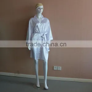 Sexy White Satin Nightgown With Rhinestone Logo thumbnail-2