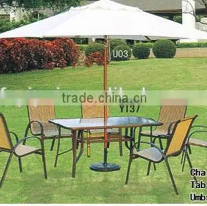 Long Glass Table and 6 Chairs Pool Patio Bar Furniture Set YC088 YT37 thumbnail-1