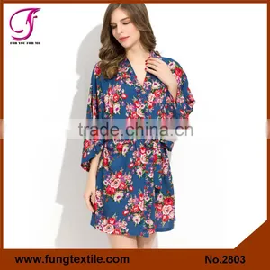 FUNG 2803 Women Beautiful Flower Cotton Print Robe thumbnail-1