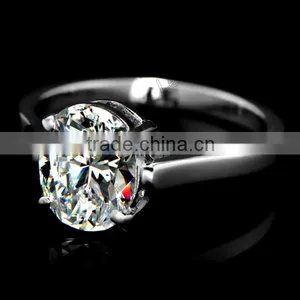 Fashion Pure Silver Oval Cut Diamond Engagement Ring thumbnail-2