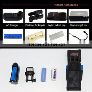 Promotion POPPAS T809 3W XPE Zoomable Bright Rechargeable Aluminium 18650 Battery Led Waterproof Led Flashlight thumbnail-2