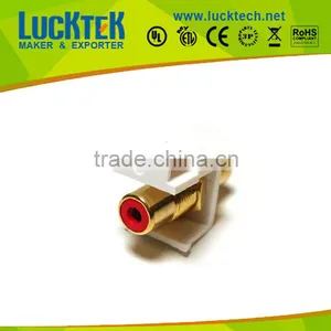 Keystone Jack Stereo- RLK With RED Center, Golden Plated thumbnail-1