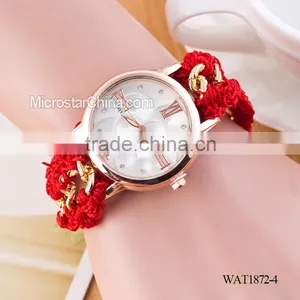 New Classic Geneva Ethnic Braided Analog Quartz Chain Roman Numerals Lady Watch thumbnail-4