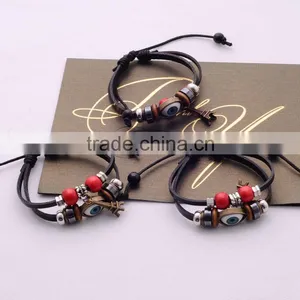 >>2016 Hot Sale Korean Style Bracelets Men Punk Style Vintage Women Multilayer Handmade Wave Leather Bracelets Lover Bracelets / thumbnail-1