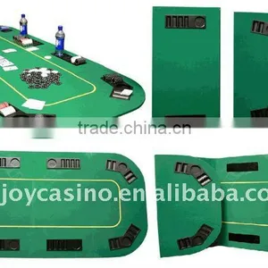 Casino Rectangle Foldable Poker Table Top With Chip Trays thumbnail-1