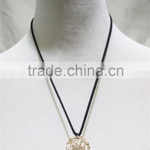 Goldtone Star Ball Cage Clear Diamond w/ Black String Pendant Necklace 2016 Fashion Style Wholesale thumbnail-1