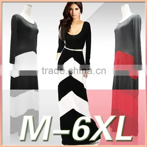 Fashion Sey Color Long Sleeve Stripe Geometry Rules Section Tows Dress thumbnail-1