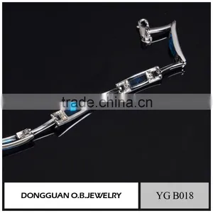Fashion Blue Glass Jewelry Bracelet Brass Bangle Bracelet With Wholesale Price thumbnail-2