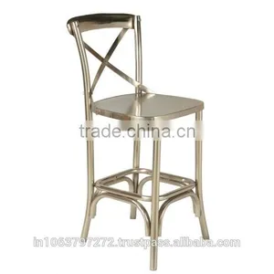Modern Industrial Counter Stool With Nickel Finish thumbnail-1