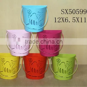 Metal Garden Bucket Lavender Flower Pot With Animal Design thumbnail-1