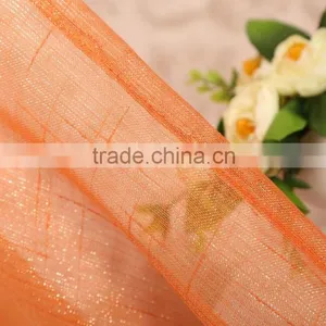 100% Polyester Fabric Gold and Silver Metallic Yarn Voile Sheer Eyelet Curtain Drapes thumbnail-4