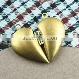 29MM Raw Copper Lovers' Heart Locket Pendant,vintage Heart Lovers' Locket Pendant 1131023 thumbnail-1