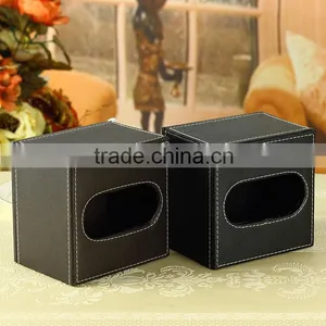 Wholesale Tissue Boxes, Luxury Leather Tissue Box, Black Storage Box thumbnail-3