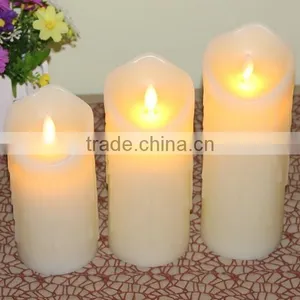 3pcs Dripping Flameless Moving Wick Real Wax Pillar Led Candles With Timer Remote Control Led Candles thumbnail-1