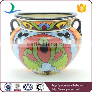 YSfp0010-01Unique Hanging Wall Large Flower Pot With Hand Print Design thumbnail-1