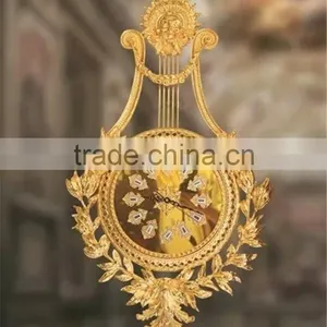 Antique Classical Wall Hanging Clock, Luxury Brass With 24K Gold Wall Clock & Home Decoration Art thumbnail-1