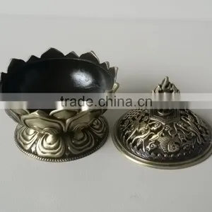 Trinket Box, Mini Size Antique Bronze Metal Alloy Incense Burner, thumbnail-3