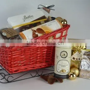 Hamper House Large Wicker Sledge Shaped Basket, Red thumbnail-1