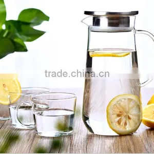Clear Glass Water Jug Set With Two Glass Water Cups thumbnail-6