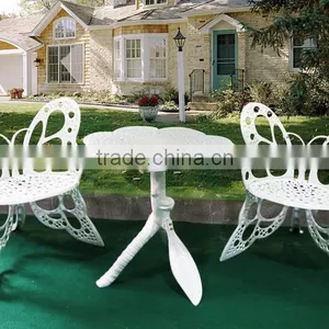 White Aluminum Butterfly Garden Outdoor Furniture Table and Chair Bistro Set thumbnail-2