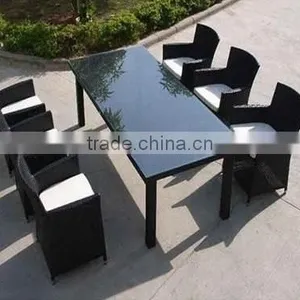 Rattan Dining Set With Rectangle Table and Chairs Outdoor Furniture thumbnail-2