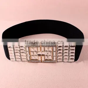 Wholesale Rhinestone Paved Alloy Buckle Elastic Sex Women Lady Waist Belt thumbnail-2
