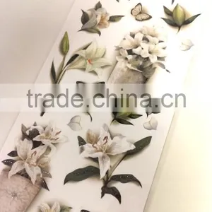 White Elegant Lily & Butterfly Design Sticker, Classic Decorative Shinny Glitter Sticker thumbnail-3