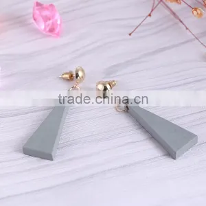 Korea Style Stud Personality Triangle Wooden Earrings thumbnail-3