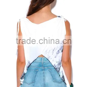 Wholesale Sublimation Graphic Print V Neck Tank Top thumbnail-4
