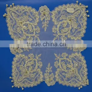 High Quality Made in China Hand Bead Pearls Embroidery Wedding Tablecloth thumbnail-1