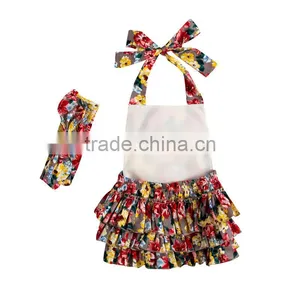 Rompers Newborn Baby Ruffle Romper Girls Summer Style Clothing Flower Romper With Headbands thumbnail-5