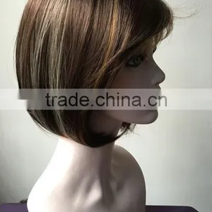MGOO Short Bob Lace Front Wig Human Hair Party Wig Short Women Wig For Middle Age thumbnail-5