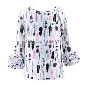 2017 Summer New Design Print Pattterns Wholesale Cotton Knit Ruffle Baby Girls Cheap Boutique Kids Clothes thumbnail-3