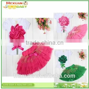 S80004T, Top Selling! Girls Clothing Sets ,T-shirt + Tutu Skirt Kids Clothing thumbnail-1