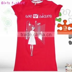 2014 Summer Fashion Girl's Long Designed T-shirt thumbnail-1