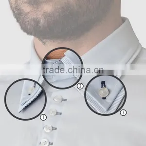 2016 FIRENZE SATIN WHITE LIGHT BLUE French Collar High Quality Shirts Long Sleeve Men Shirt thumbnail-2